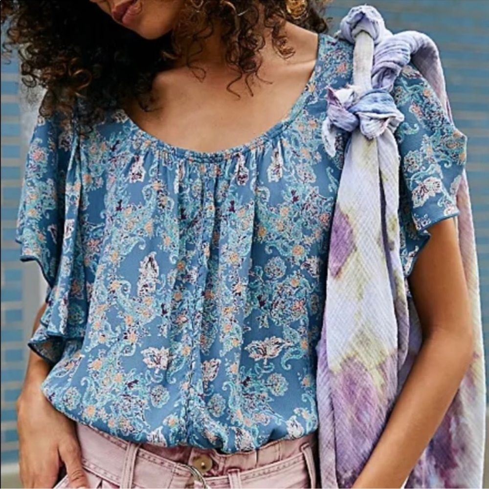 NWOT Free People Intimately bodysuit thong ruffled sleeves lace Size S
